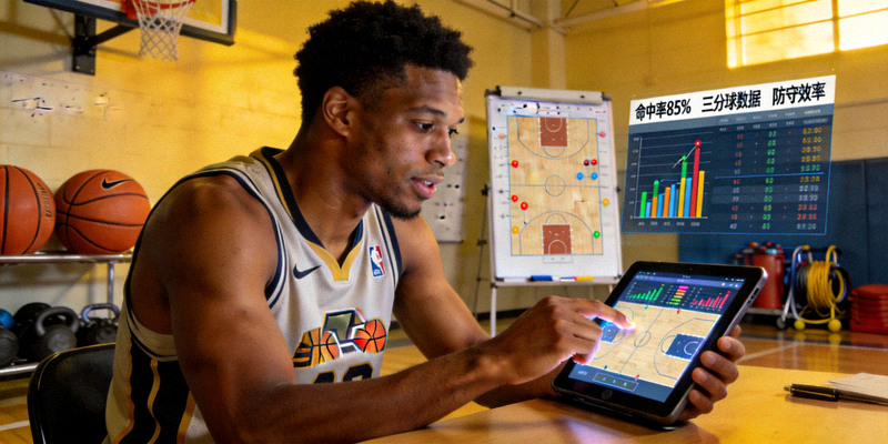 篮球运动员进行数据分析的场景